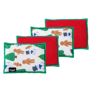 Christmas Tree Microfibre Sponges - 4 Pack