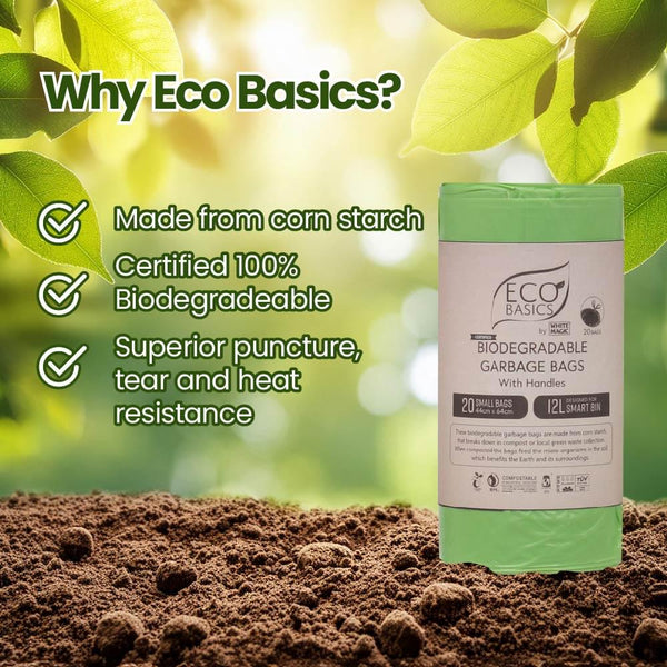Eco Basics Biodegradable Garbage Bags, Small,12L, 20 Bags