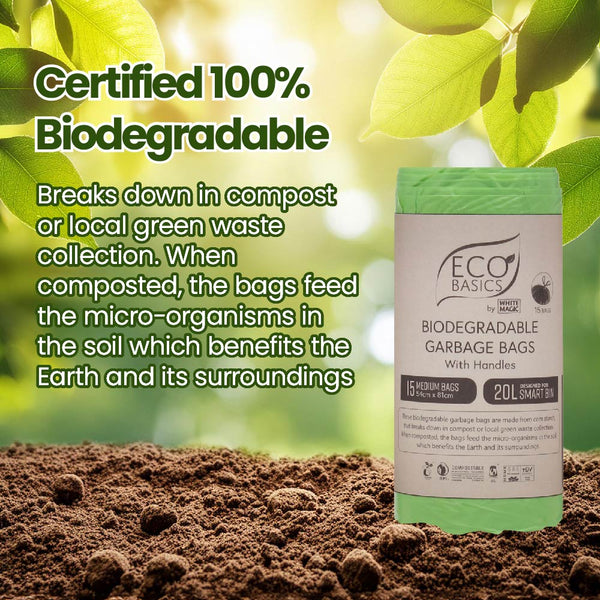 Eco Basics Biodegradable Garbage Bags, Medium, 20L, 15 Bags