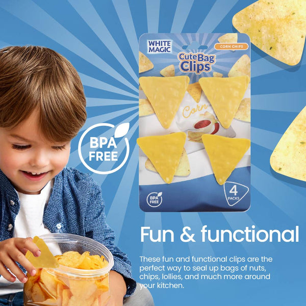 Cute Bag Clips 4 Pack - Corn Chips
