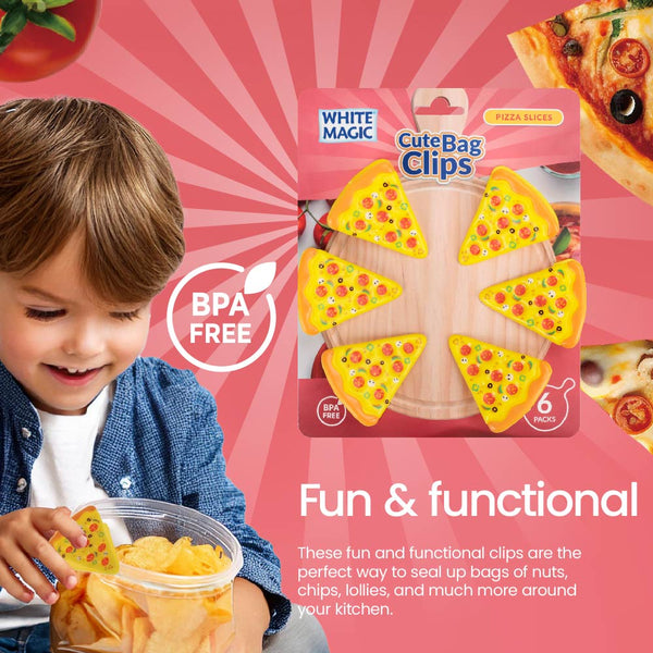 Cute Bag Clips 6 Pack - Pizza Slices