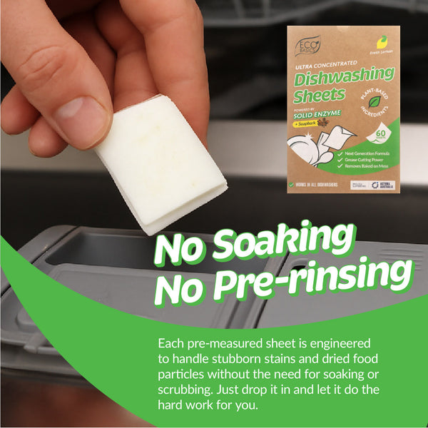 Eco Basics Dishwashing Sheets 60 pack - Fresh Lemon