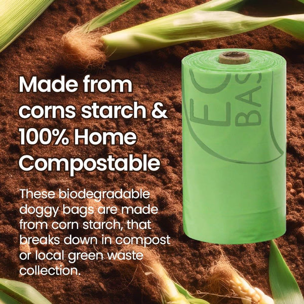 Eco Basics 100% Compostable Doggy Bags 8 Rolls, 120 Bags