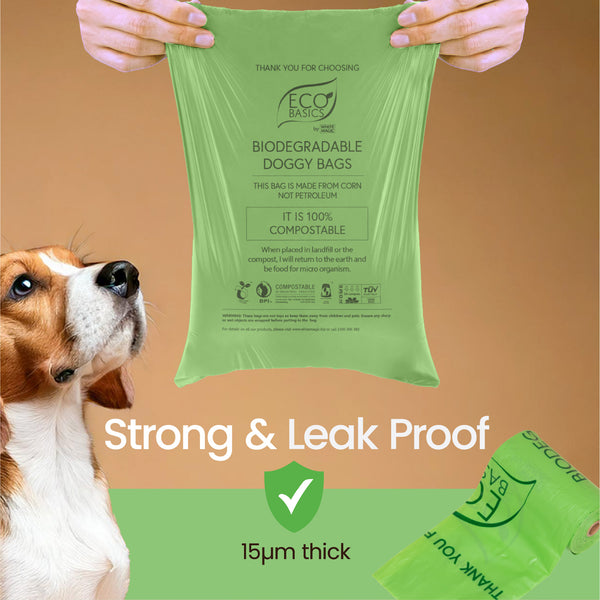 Eco Basics 100% Compostable Doggy Bags 16 Rolls, 240 Bags
