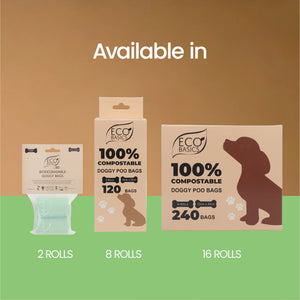 Eco Basics 100% Compostable Doggy Bags 16 Rolls, 240 Bags