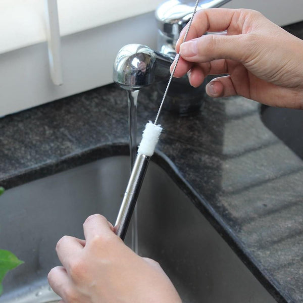 Eco Basics Stainless Steel Straw & Cleaner - 12mm