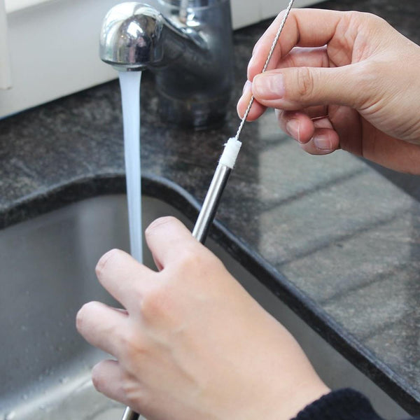 Eco Basics Stainless Steel Straw & Cleaner - 8mm