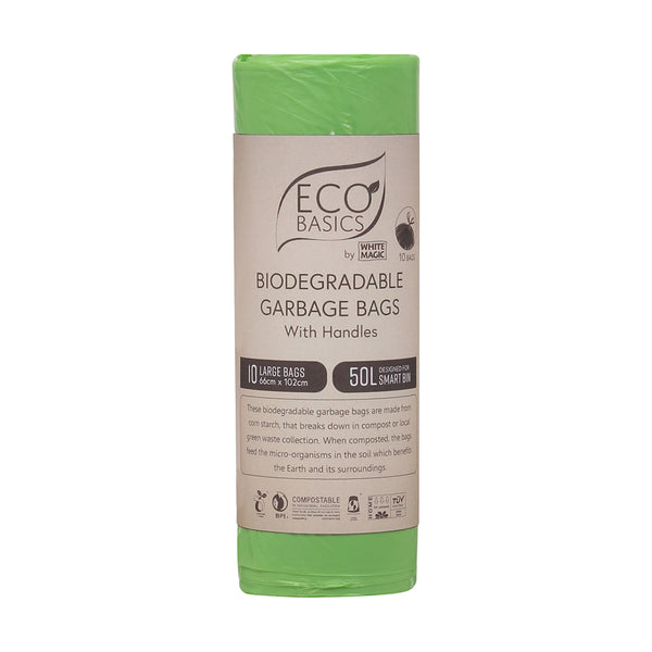 Eco Basics Biodegradable Garbage Bags, Large, 50L, 10 Bags
