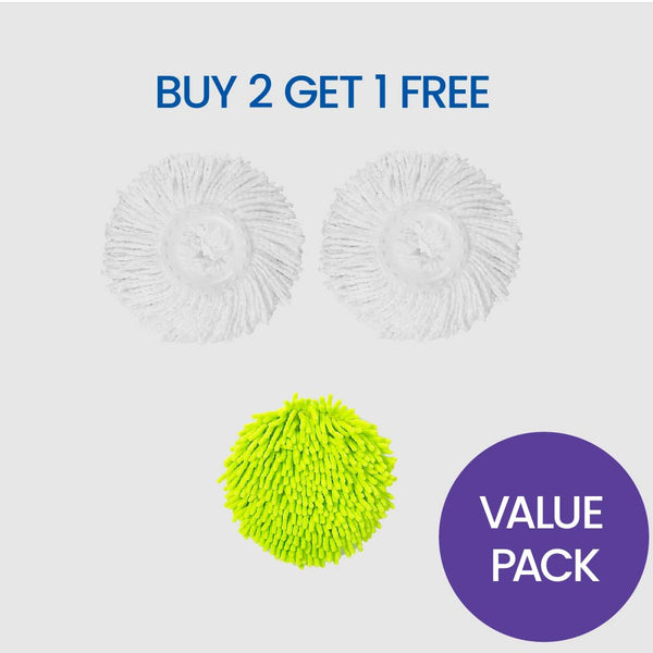 White Magic Spin Mop Head Refills Microfibre + Microfinger 3 pack