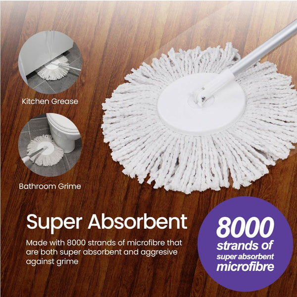 White Magic Spin Mop Head Refills Microfibre + Microfinger 3 pack