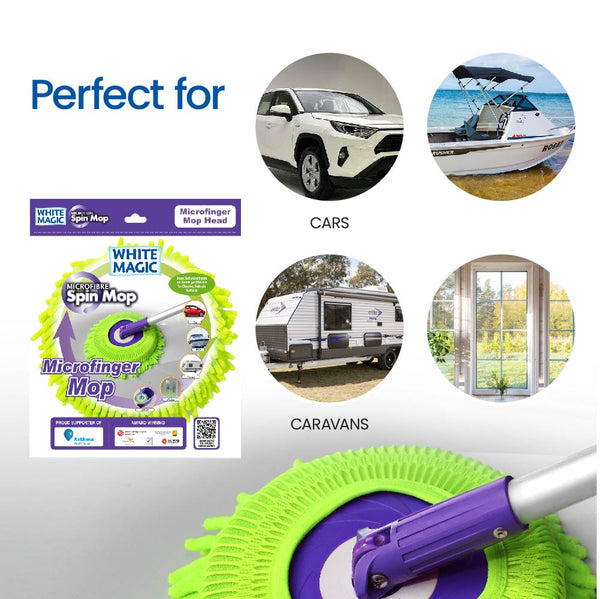 White Magic Spin Mop Head Refills Microfibre + Microfinger 3 pack