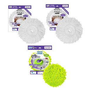 White Magic Spin Mop Head Refills Microfibre + Microfinger 3 pack