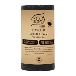 Eco Basics Recycled Garbage Bags, Medium, 20L, 35 Bags