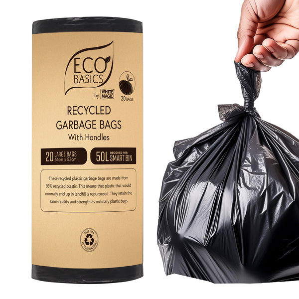 Eco Basics Recycled Garbage Bags, Large, 50L, 20 Bags