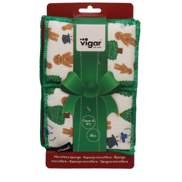 Christmas Tree Microfibre Sponges - 4 Pack