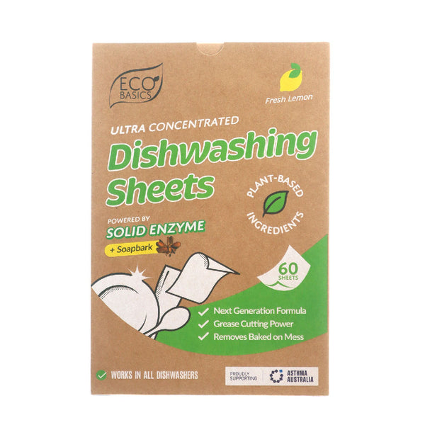 Eco Basics Dishwashing Sheets 60 pack - Fresh Lemon