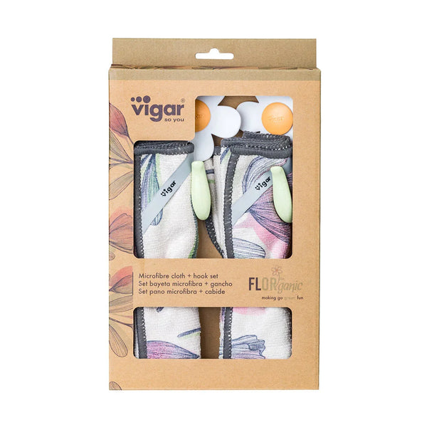 Florganic Hook with Suction & Microfibre Cloth 2pc