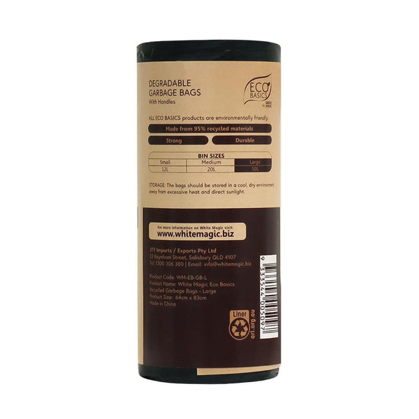 Eco Basics Recycled Garbage Bags, Large, 50L, 20 Bags
