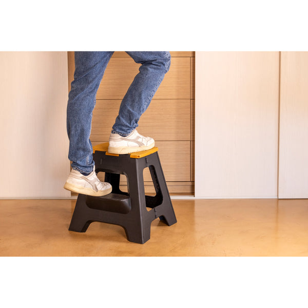 Vigar Compact 2 Step Bamboo On Top Foldable 40cm Stool