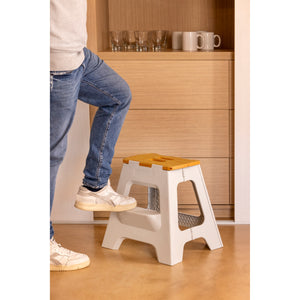 Vigar Compact 2 Step Bamboo On Top Foldable 40cm Stool