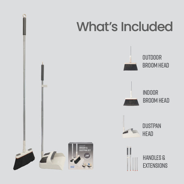 White Magic Indoor Outdoor Broom & Dustpan Set