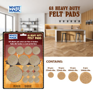 White Magic Heavy Duty Felt Pads - 68 pcs