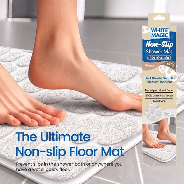 White Magic Non Slip Shower Mat River Stone - Regular