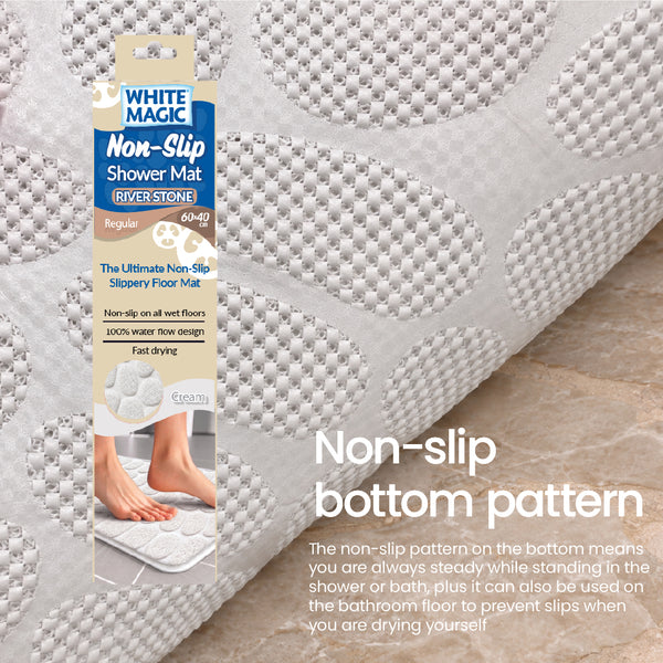White Magic Non Slip Shower Mat River Stone - Regular