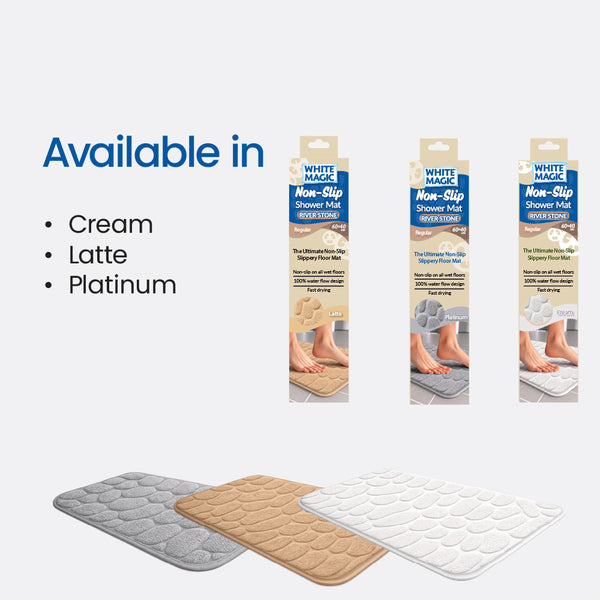 White Magic Non Slip Shower Mat River Stone - Regular
