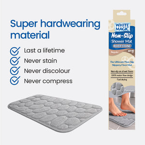 White Magic Non Slip Shower Mat River Stone - Regular