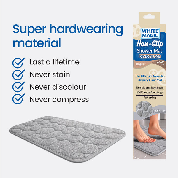 White Magic Non Slip Shower Mat River Stone - Regular