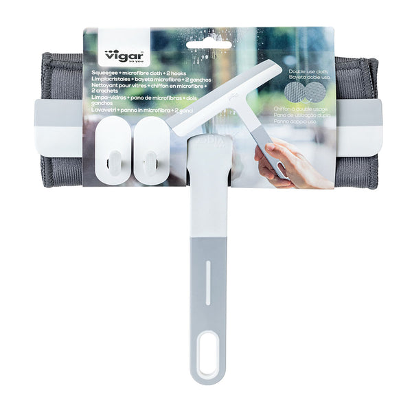 Vigar Basic Squeegee With Microfibre Cloth & 2 Hooks