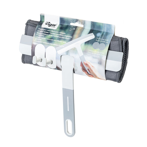 Vigar Basic Squeegee With Microfibre Cloth & 2 Hooks
