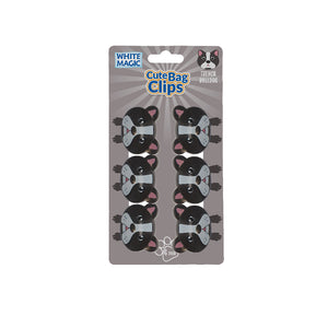 White Magic Cute Bag Clips - French Bulldog Dog 6 Pack
