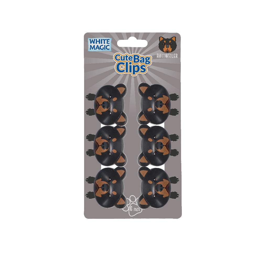 White Magic Cute Bag Clips-Rottweiler Dog 6 Pack
