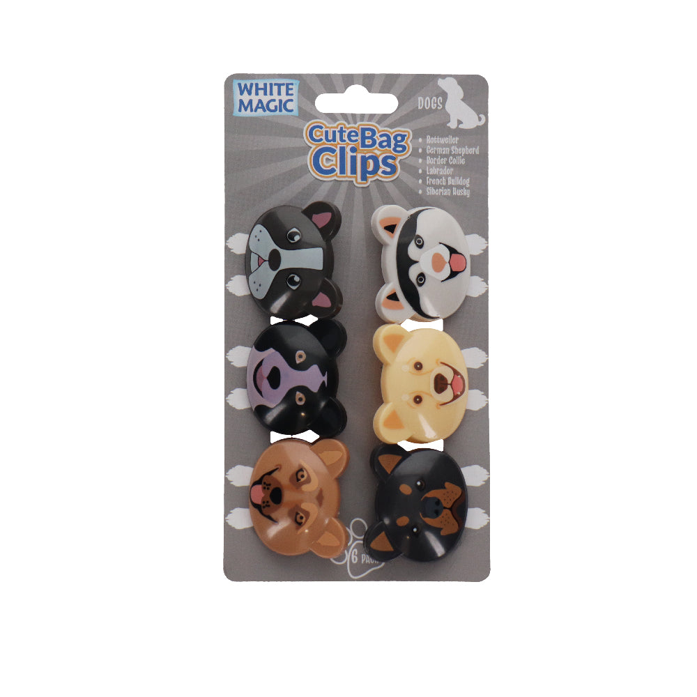 White Magic Cute Bag Clips-Dogs 6 Pack