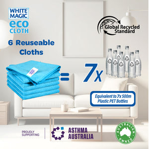 White Magic Eco Cloth Recycled General Purpose Microfibre Cleaning Cloth 6 Pack