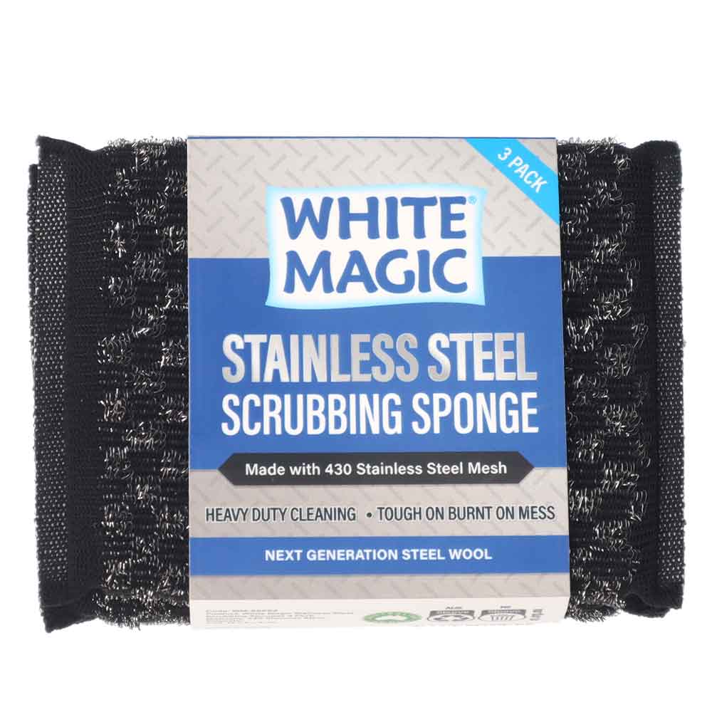 White Magic Stainless Steel Scrubbing Sponge 3 Pack