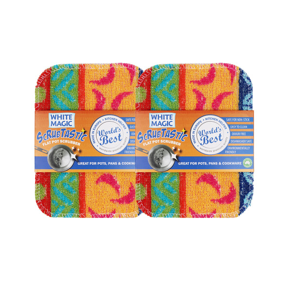 White Magic Scrubtastic Flat Pot Scrubber 2 Pack