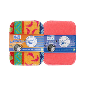 White Magic Scrubtastic Flat & Foam Pot Scrubber 2 Pack