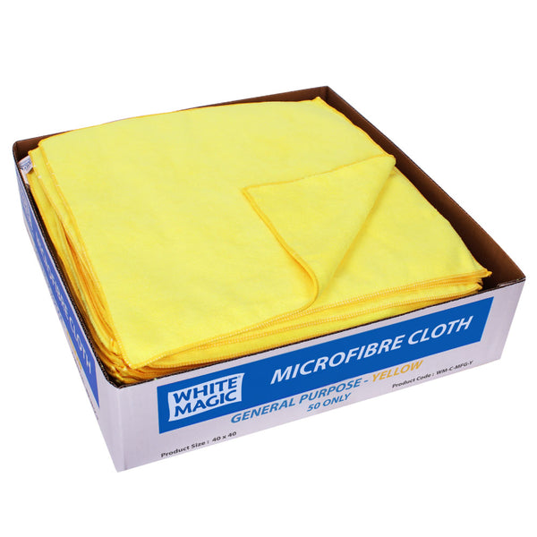 White Magic Commercial Microfibre General Purpose Cloth - Box of 50